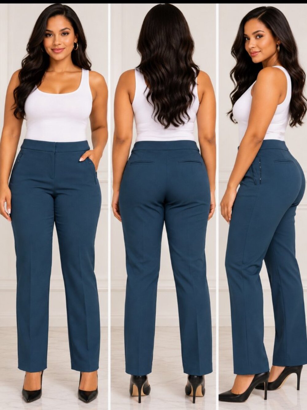 Loft Workwear Teal Blue High Waist Curvy Skinny Ankle Women Dress Pants Size 12P